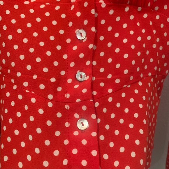SOLD-Free People Red Polkadot Blouse - Picture 6 of 6